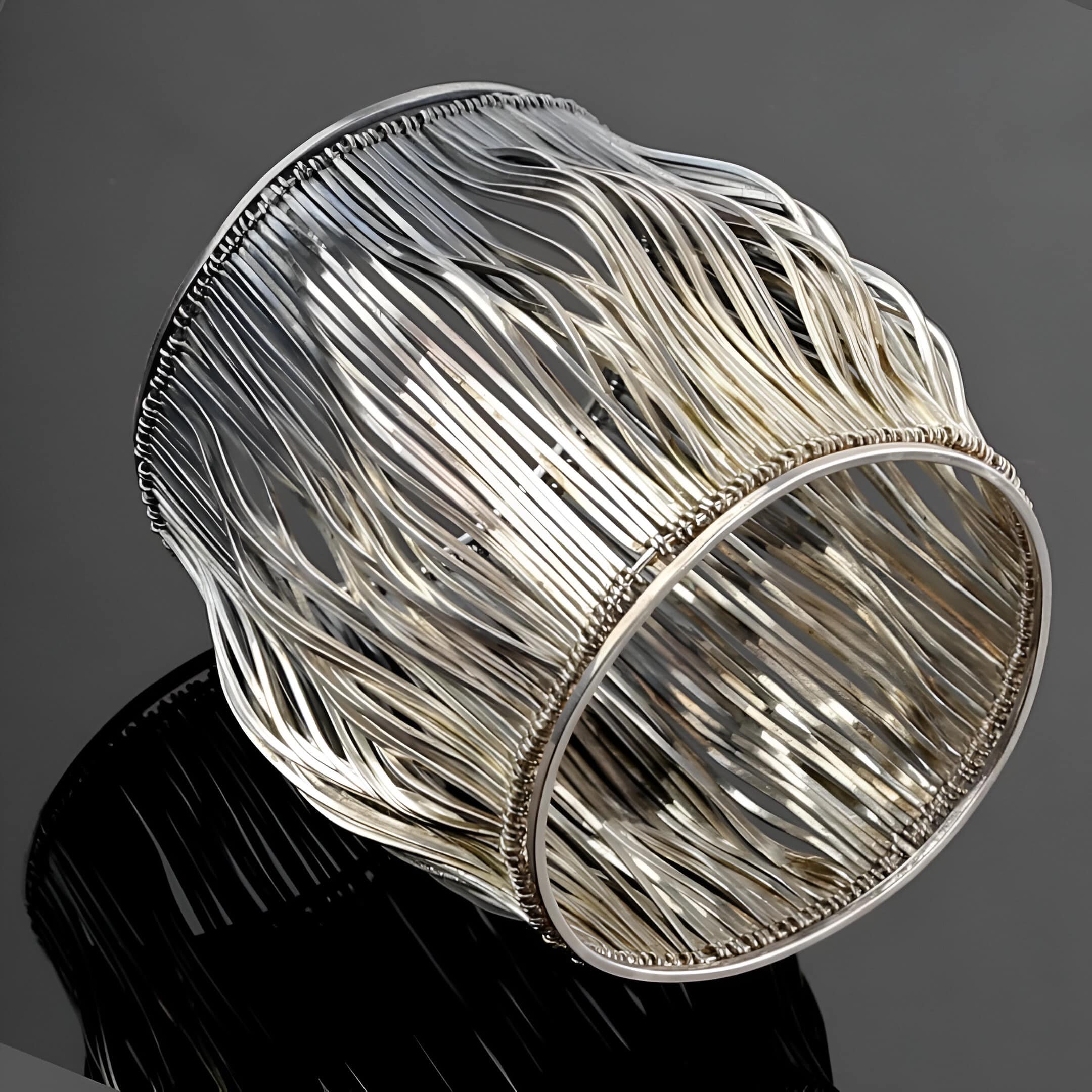 Biomorphic Silver cuff by Paul Lobel