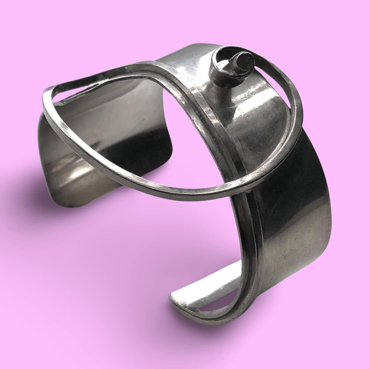 Silver Modernist cuff by Paul Lobel