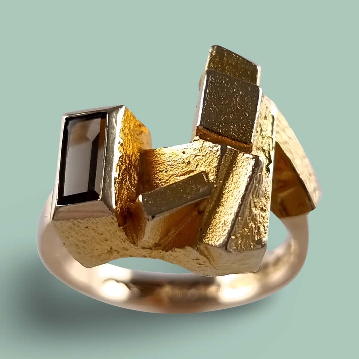 Gold Modernist ring by Bjorn Weckstrom