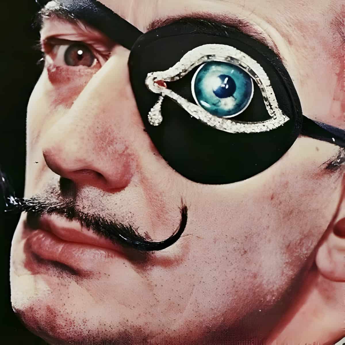 Salvador Dali wearing his Eye Of Time brooch