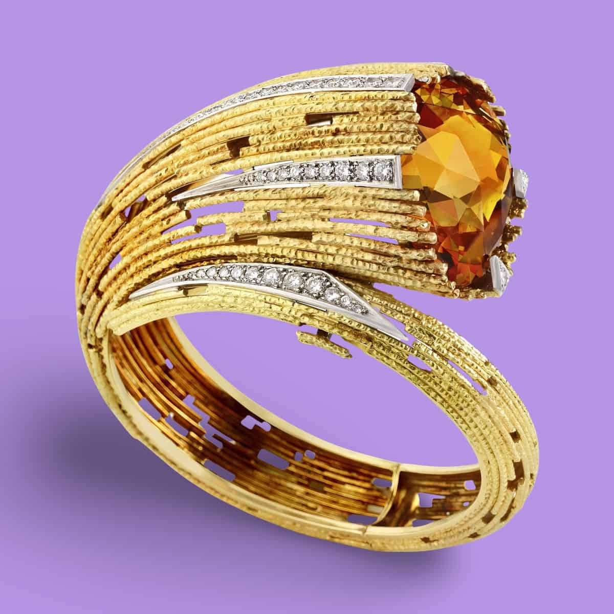 Citrine and diamond set bangle by Andrew Grima