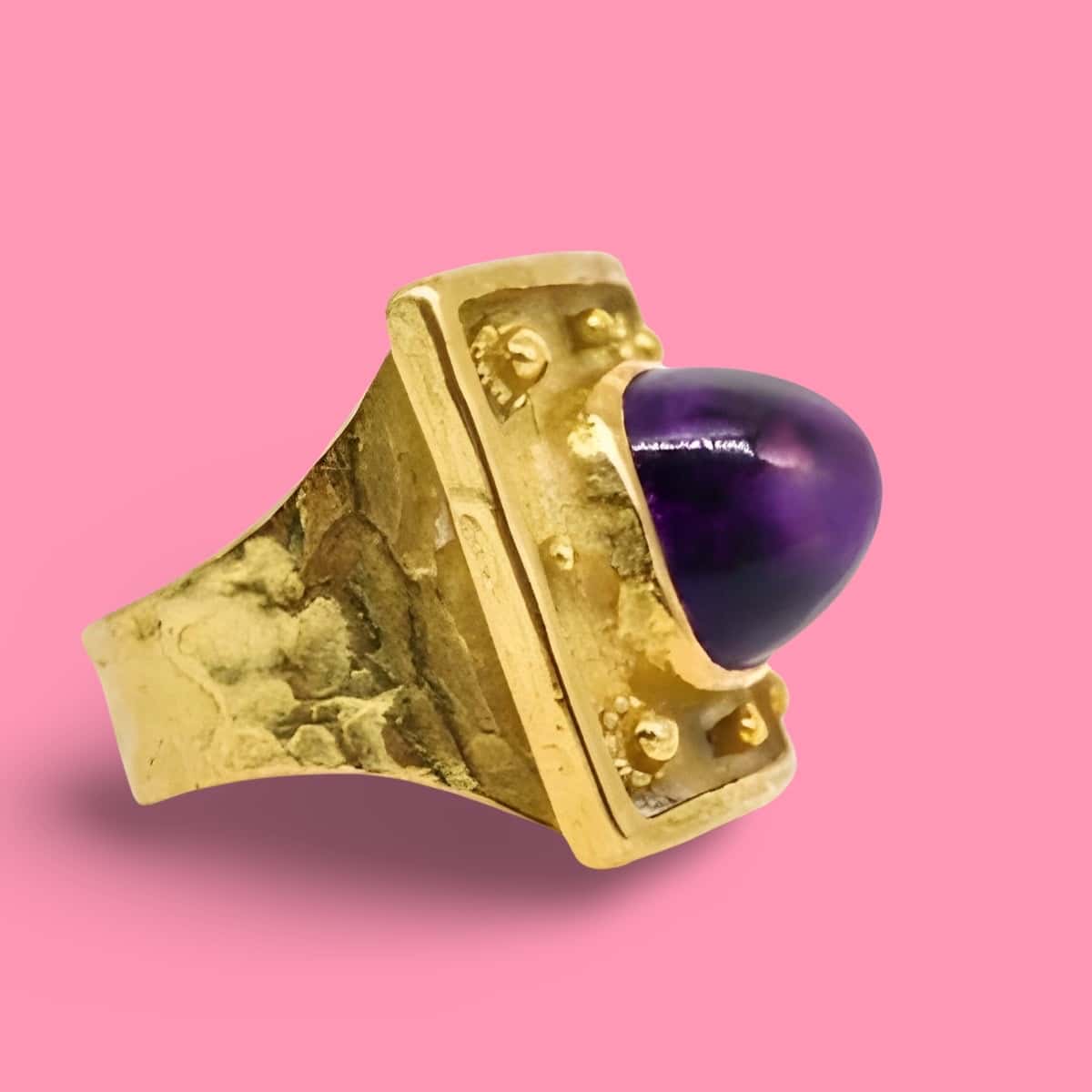 Ed Wiener gold and amethyst cocktail ring