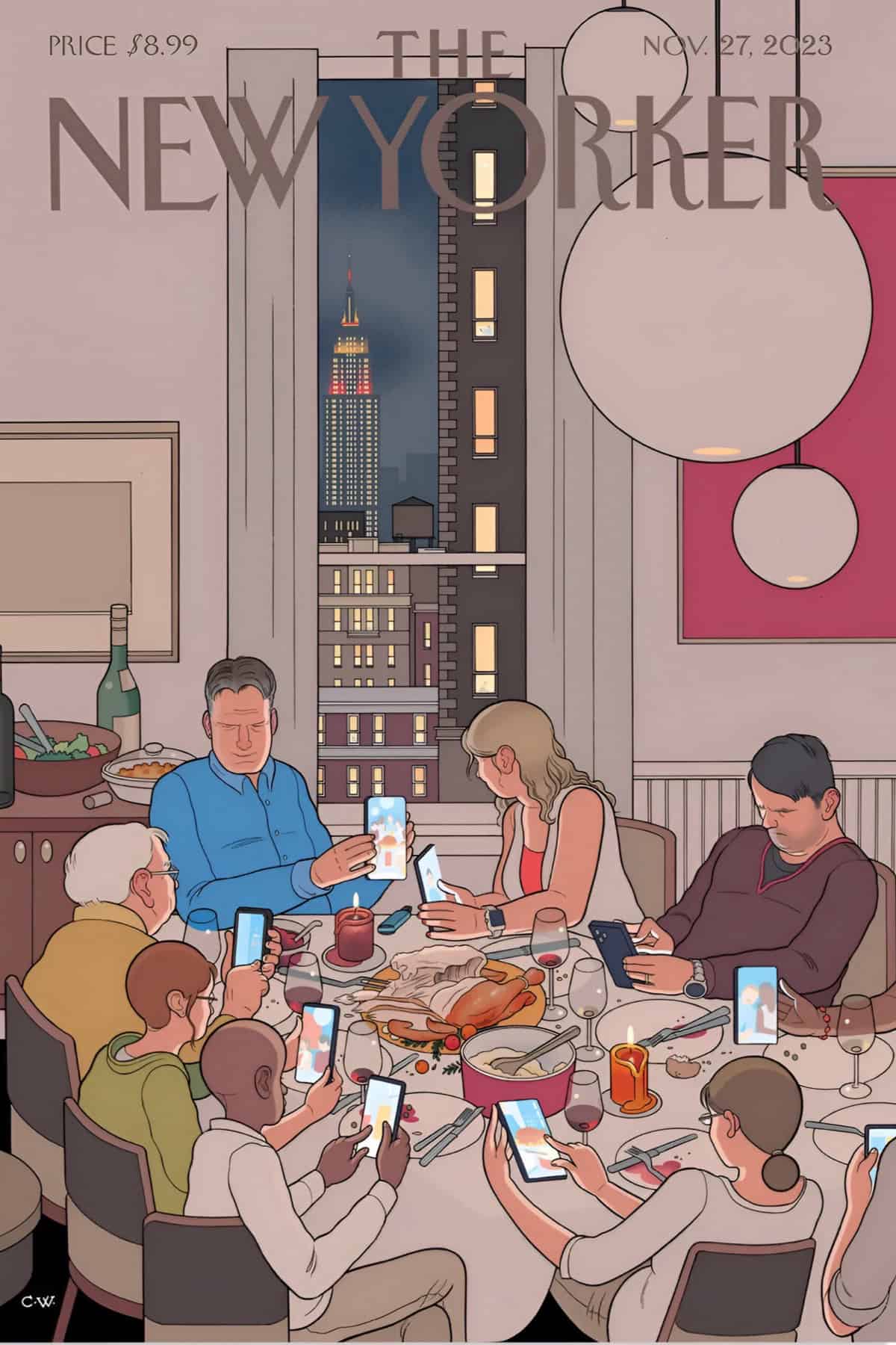 Thanksgiving New Yorker Magazine Cover Nov. 27, 2023. Artist: Chris Ware