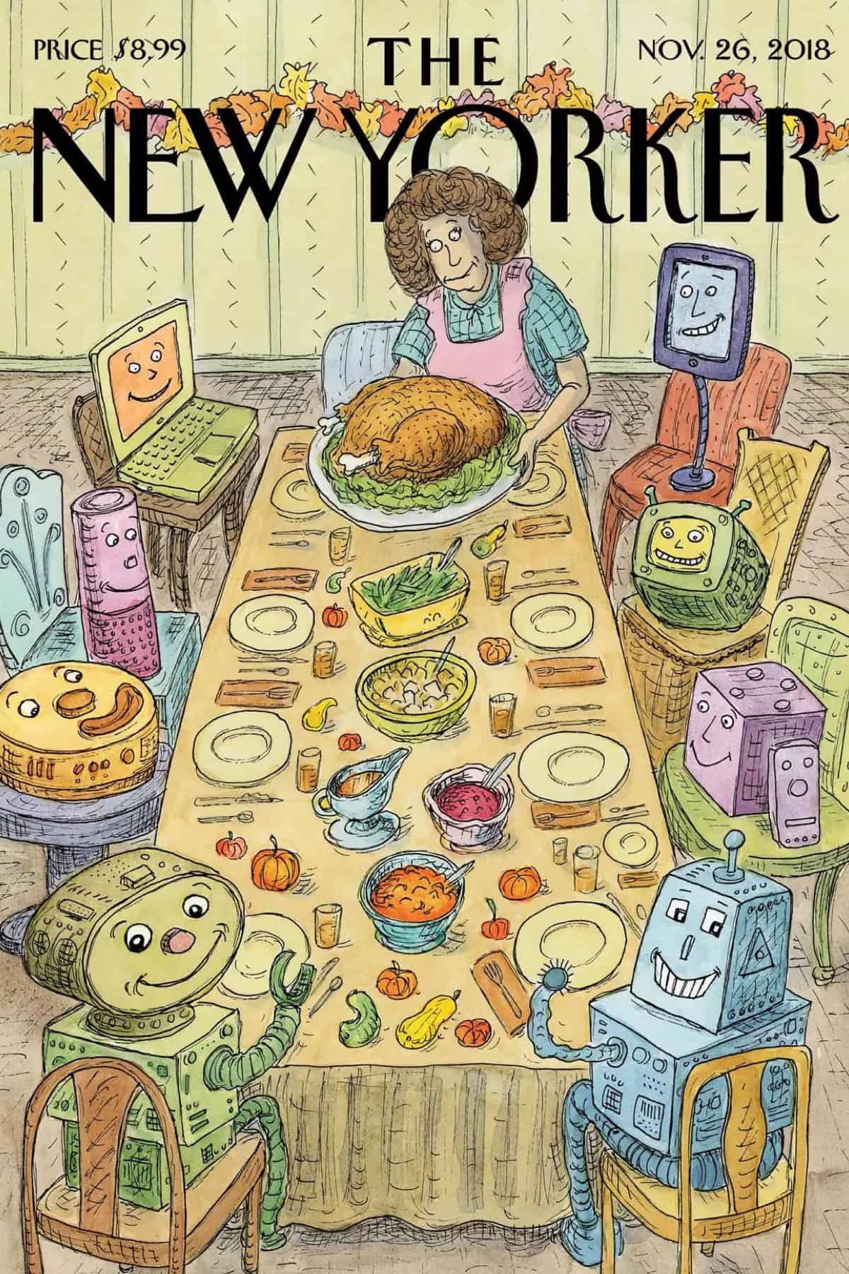 Thanksgiving New Yorker Magazine Cover Nov. 26, 2018. Artist: Roz Chast