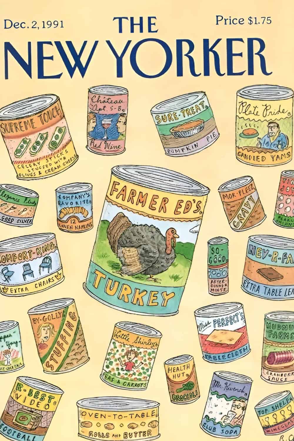 Thanksgiving covers new yorker magazine Dec. 2, 1991. Artist: Roz Chast