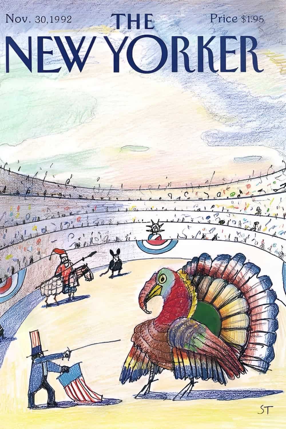 Thanksgiving covers new yorker magazine Nov. 30, 1992. Artist: Saul Steinberg