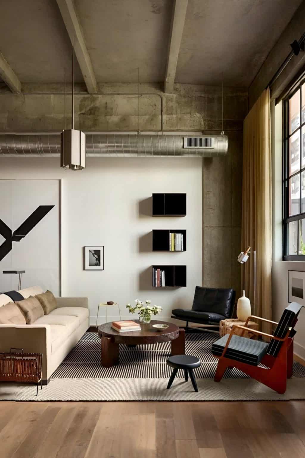 NYC Loft Living Room Ideas: How To Get The Look - Display Loft Living Room Shelving Ideas